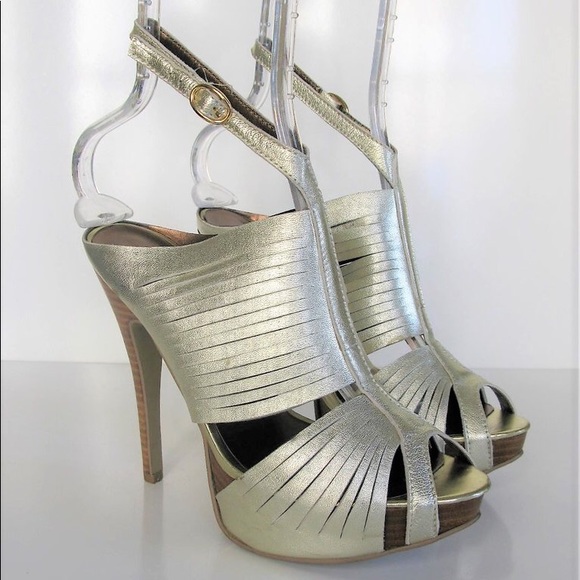 N.Y.L.A Platform Sandals Caged Heels, Silver, 7.5 - Picture 1 of 6